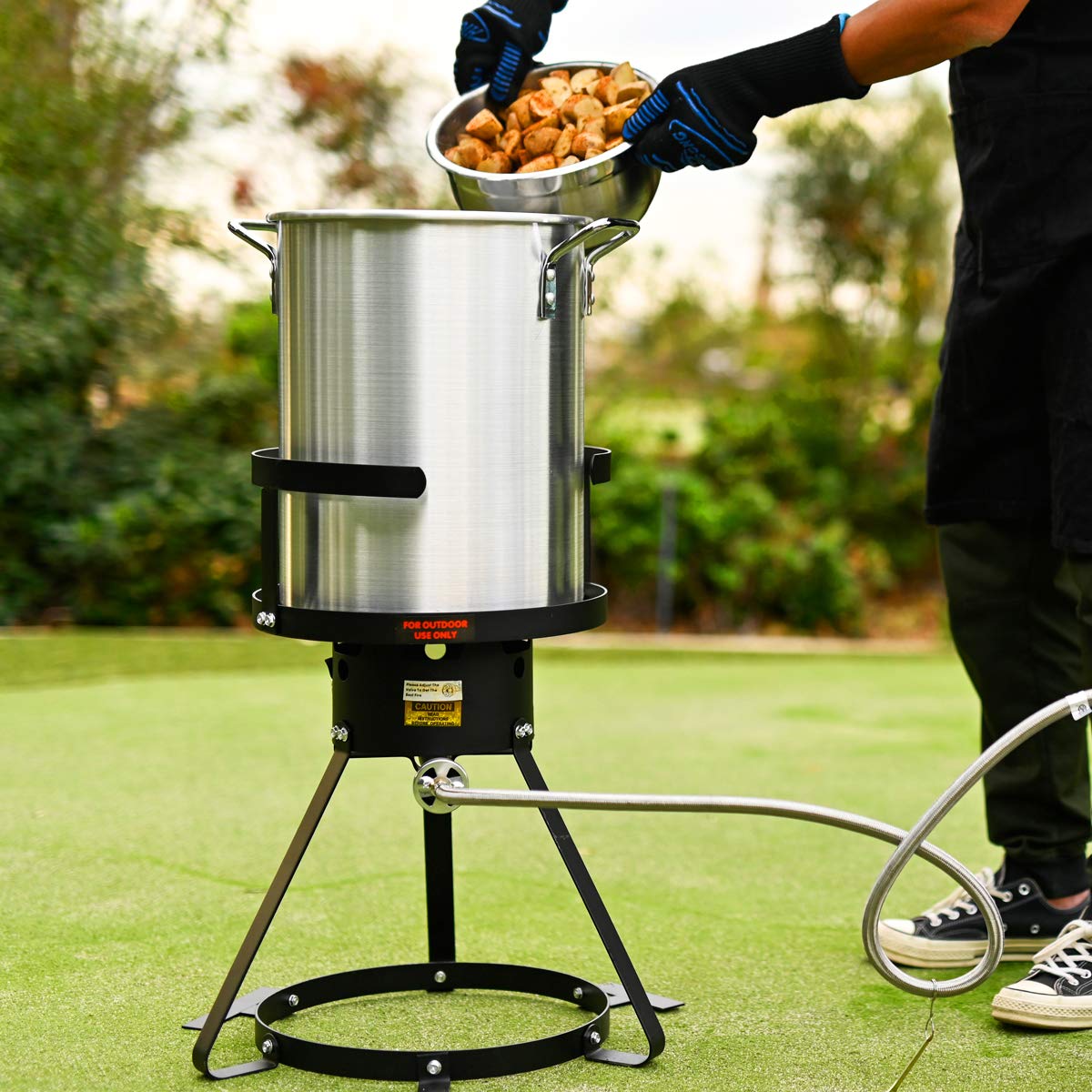 Barton 30QT Turkey Deep Fryer 37,000BTU Fish Fryer Pot Combo Boiler Steamer Roaster Clam Crawfish Pot Boiling Lid Seafood Cajun Gas Stove Burner Stand Injector