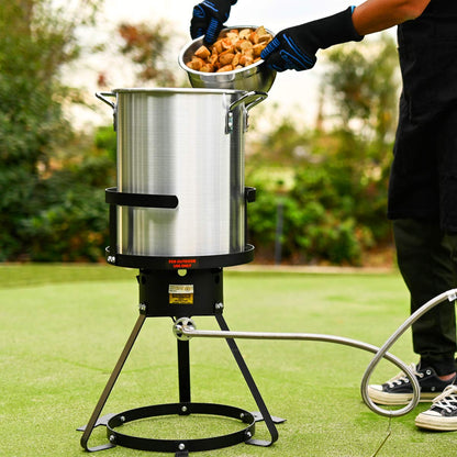 Barton 30QT Turkey Deep Fryer 37,000BTU Fish Fryer Pot Combo Boiler Steamer Roaster Clam Crawfish Pot Boiling Lid Seafood Cajun Gas Stove Burner Stand Injector