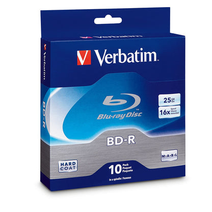Verbatim BD-R 25GB 16X Blu-ray Recordable Media Disc - Spindle - 97238, Branded, 10 Pack