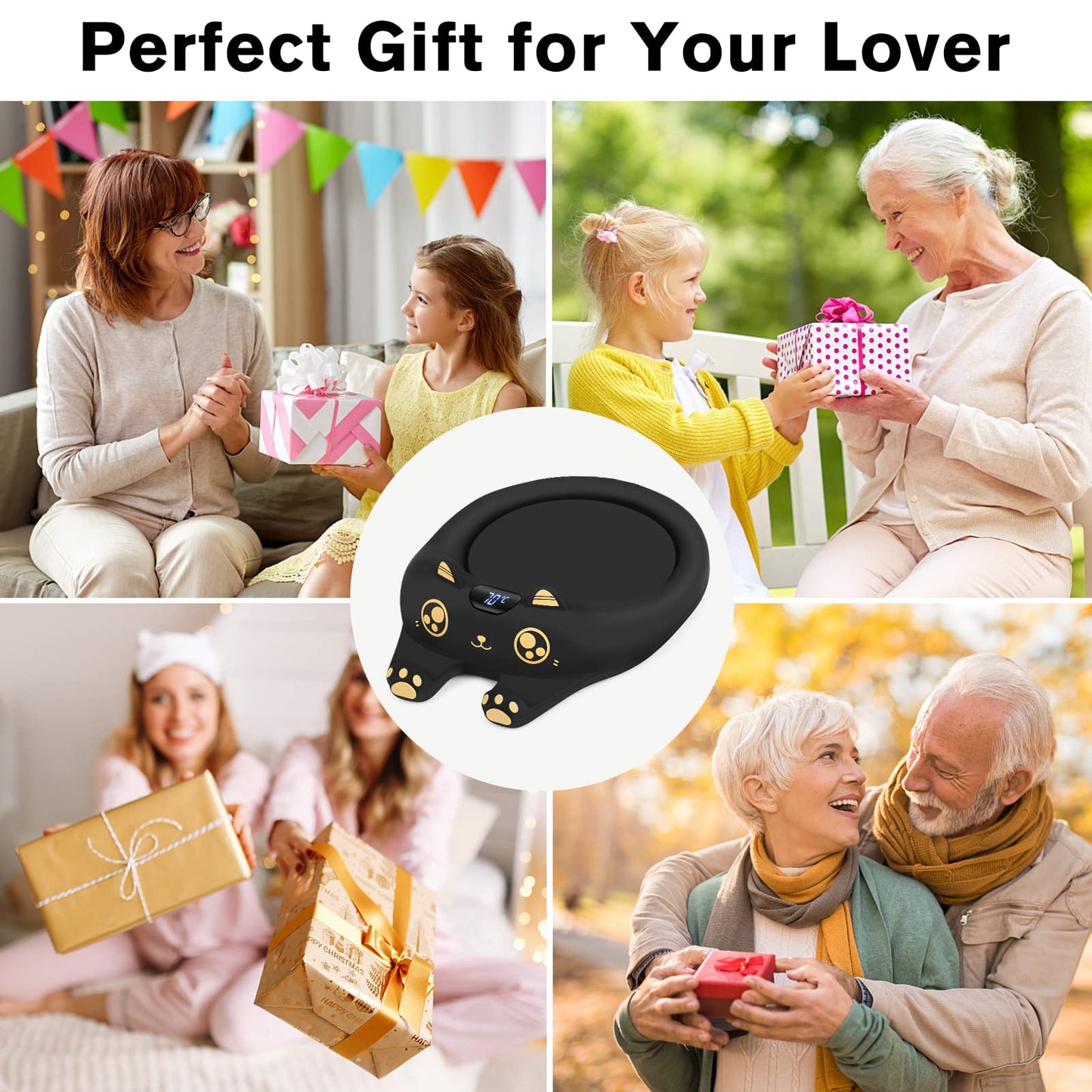 PUSEE Mug Warmer,Coffee Warmer for Desk Candle Warmer Auto Shut Off,Coffee Cup Warmer with 3 Temp Settings,Electric Beverage Warmer Plate for Coffee,Tea,Water Milk and Cocoa(Not Include Cup)