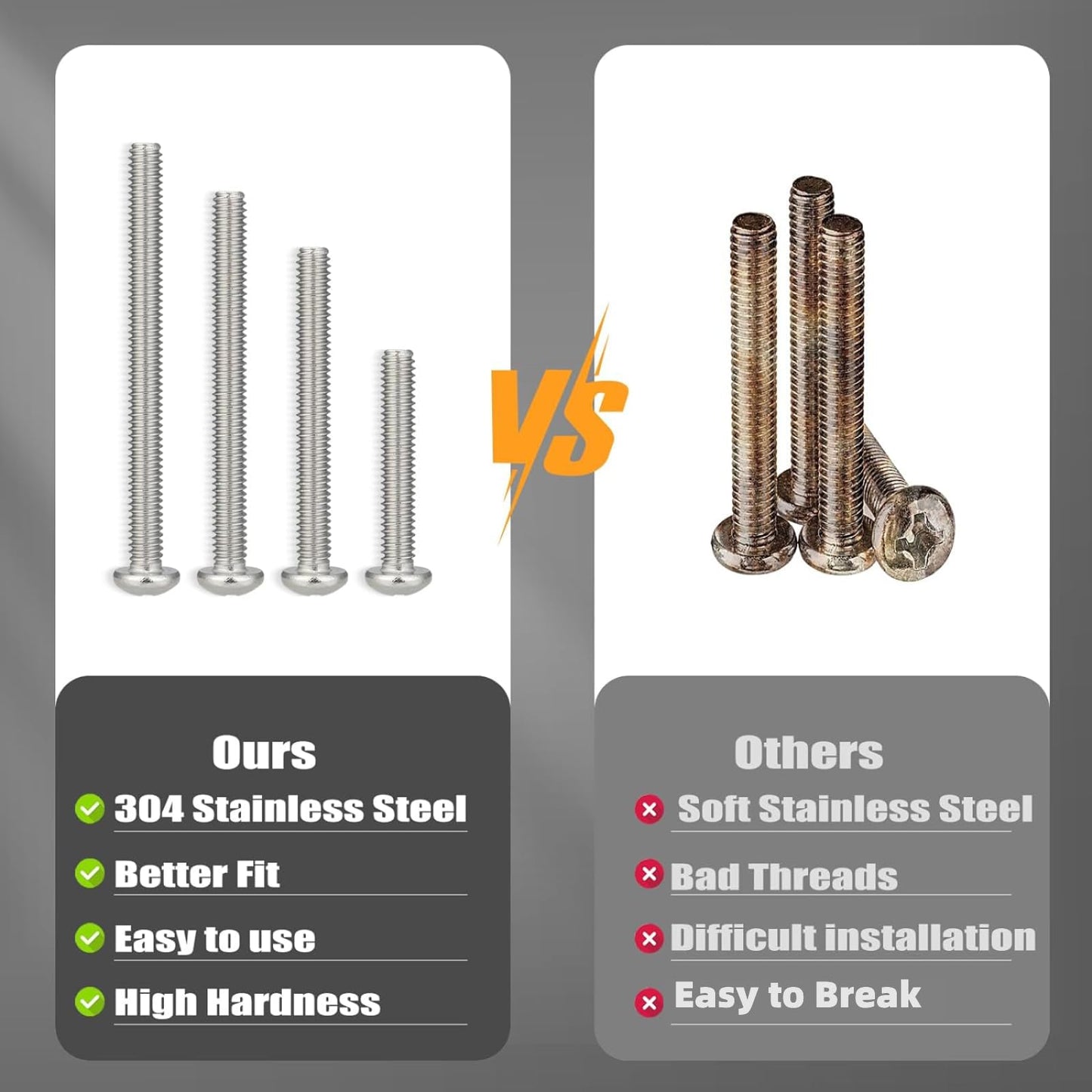 VGBUY 351Pcs Machine Screws Nuts and Bolts Assortment Kit, # 6-32# 8-32# 10-24 Phillips Pan Head Assorted 304 Stainless Steel Bolts Nuts Flat Washers Bolts with Case