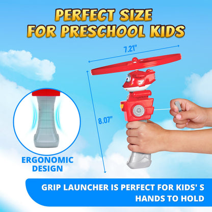 Super Wings Flying Toys, Jett Flying Toys for Kids Ages 3-5 4-8, Fun Outdoor Flying Disc Launcher Toys, Airplane Outside Flying Toys for Kids Boys Girls 3 4 5 6 7 8 Year Old