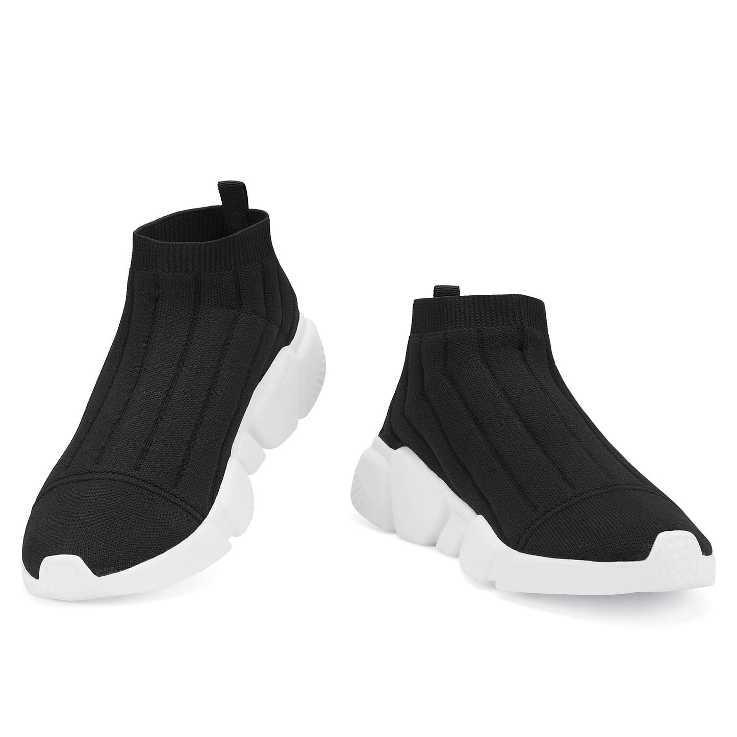 Casbeam Men's Running Knit Comfortable Lightweight Breathable Casual Sports Shoes Fashion Sneakers Slip-On Walking Shoes Black Size 11