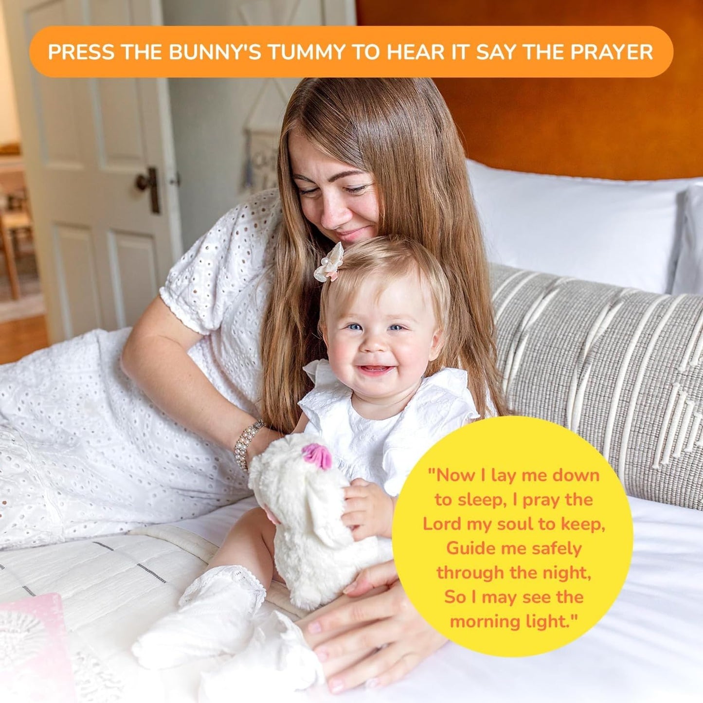 Tickle & Main Bunny Stuffed Animal & Musical Toy - Christening Gifts & Baby Dedication Gift for Girls - Gifts for Baptism - Goddaughter Gift (Pink, 7 in)