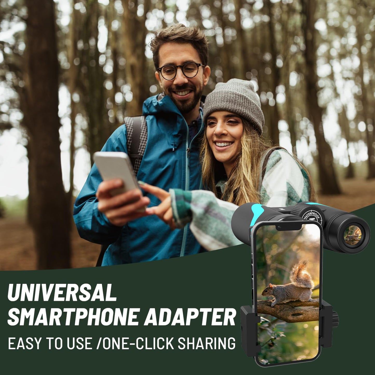 Tinllaans 15x55 HD Binoculars for Adults – High Powered Large View, BAK4 Prism, Waterproof & Lightweight for Bird Watching, Hiking, Travel, Cruise, Sports with Phone Adapter (Blue)