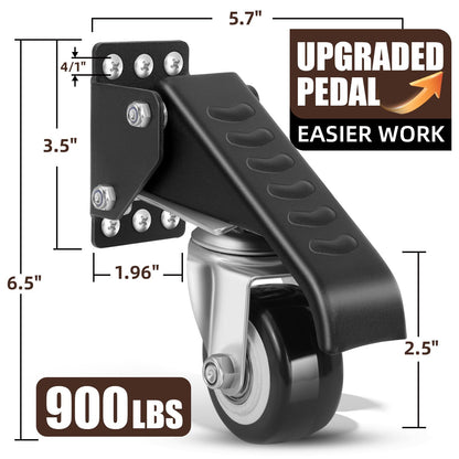 SPACECARE Workbench Casters kit 900Lbs Heavy Duty Quick Release 2 Mounting Options Retractable Workbench Stepdown Caster Wheels Adjustable Polyurethane Durable Steel Construction (Set of 4)