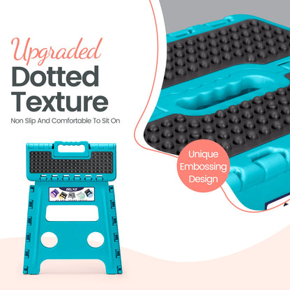 Delxo Folding Step Stool 13 Inch Non-Slip Foldable Stools Up to 300 LBS Kitchen Collapsible Fold Up Stepping Stool with Dotted 1 Pack Blue