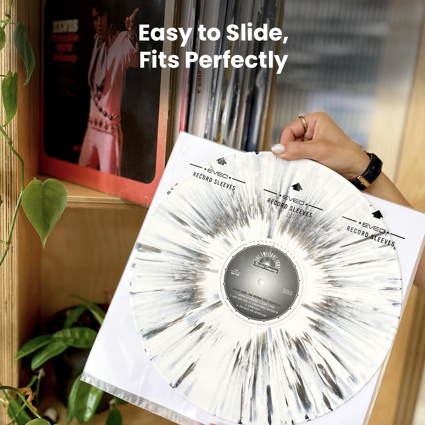 EVEO 50 Vinyl Inner Sleeves for Vinyl Records - Rice Paper Anti-Static LP For 12" Records - Record Sleeves inner Crystal-Clear Protection and Premium Quality - Archival Grade