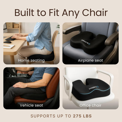 Sleepavo Office Chair Cushion - Seat Cushion for Tailbone Pain Relief - Butt Pillow for Coccyx, Sciatica, and Lower Back Pain - Orthopedic Chair Pad for Lumbar Support in Office Desk, Car, Airplane