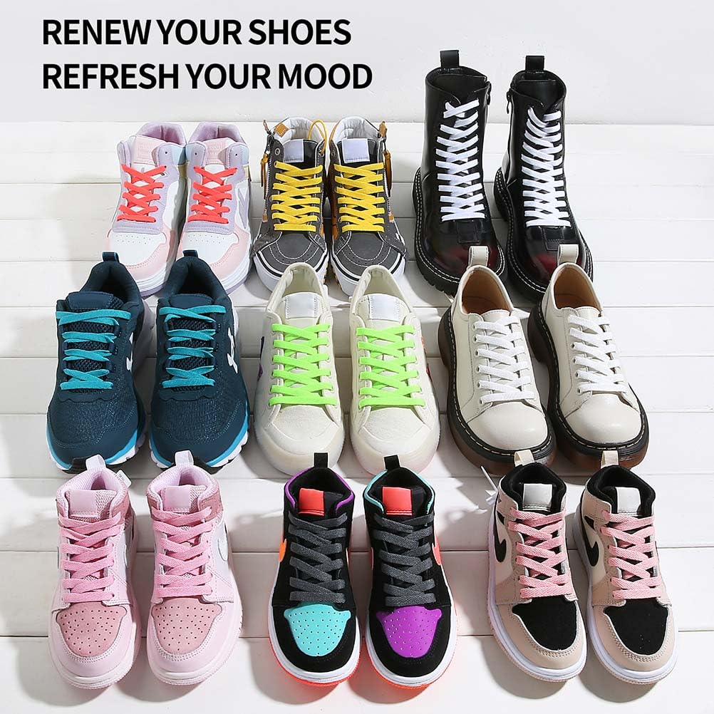 VSUDO 54" Flat White Shoe Laces for Sneakers, Shoelaces for Sneakers, Replacements Shoe Strings for Women or Men (1 Pair-White-137CM)