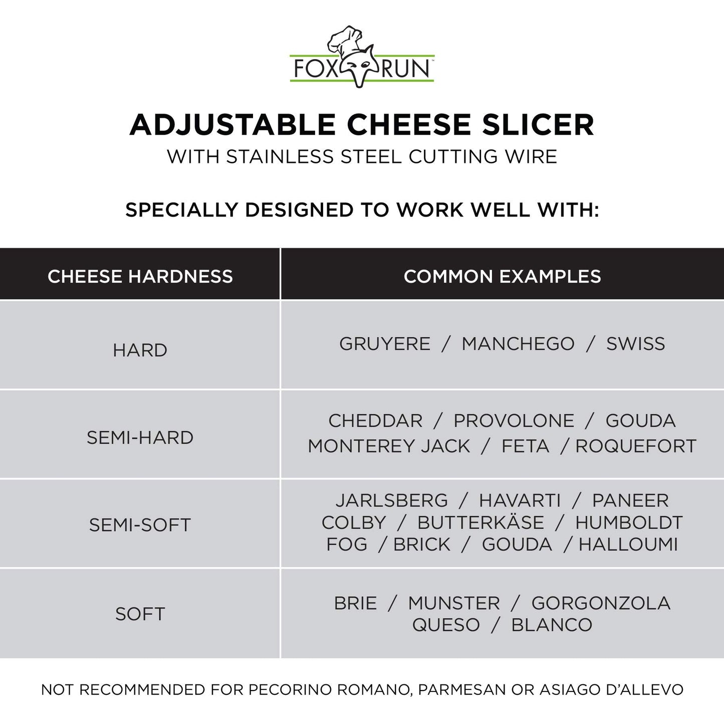 Fox Run 5047 Adjustable Cheese Slicer with 2 Replacement Wires