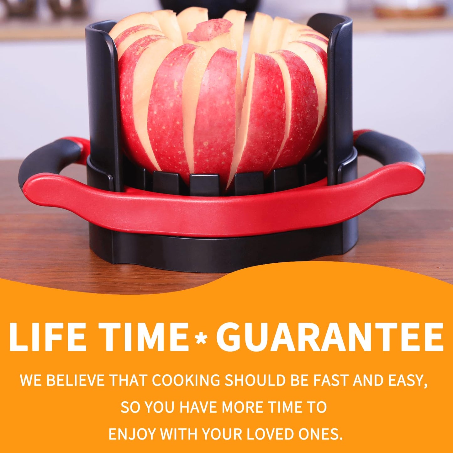 [Upgraded] Newness 5.12 Inch Large Apple Slicer, Cut 16 Thin Slices All the Way Through, HEAVY - DUTY Stainless Steel Apple Corer & Slicer for Fruits & Vegetables - Dishwasher Safe