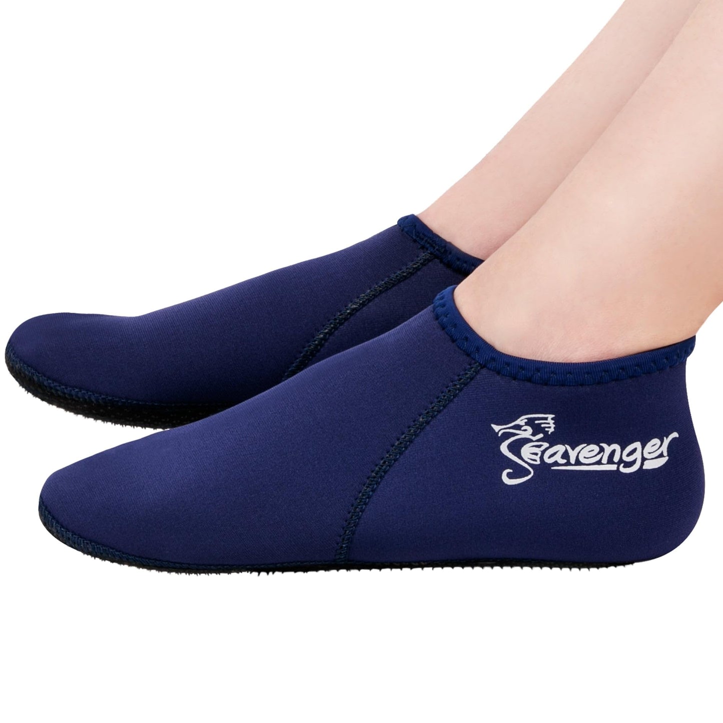 Seavenger Zephyr 3mm Neoprene Socks | Wetsuit Booties for Scuba Diving, Snorkeling, Swimming (Navy, Medium)