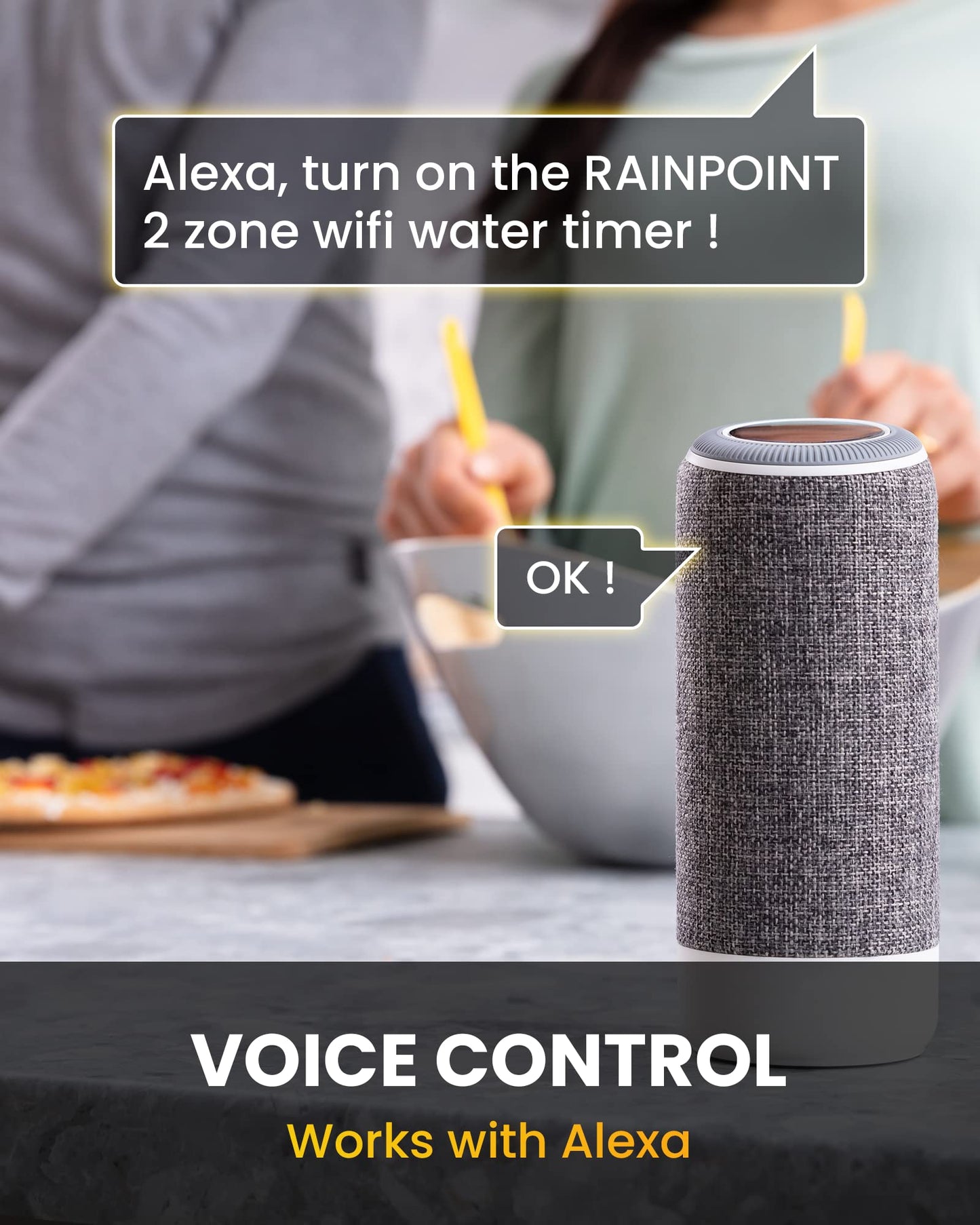 RAINPOINT WiFi Hose Timer, Smart Water Timer for Garden, Drip Irrigation Controller System with Wi-Fi Hub Automatic Manual Watering, Alexa APP Voice Control