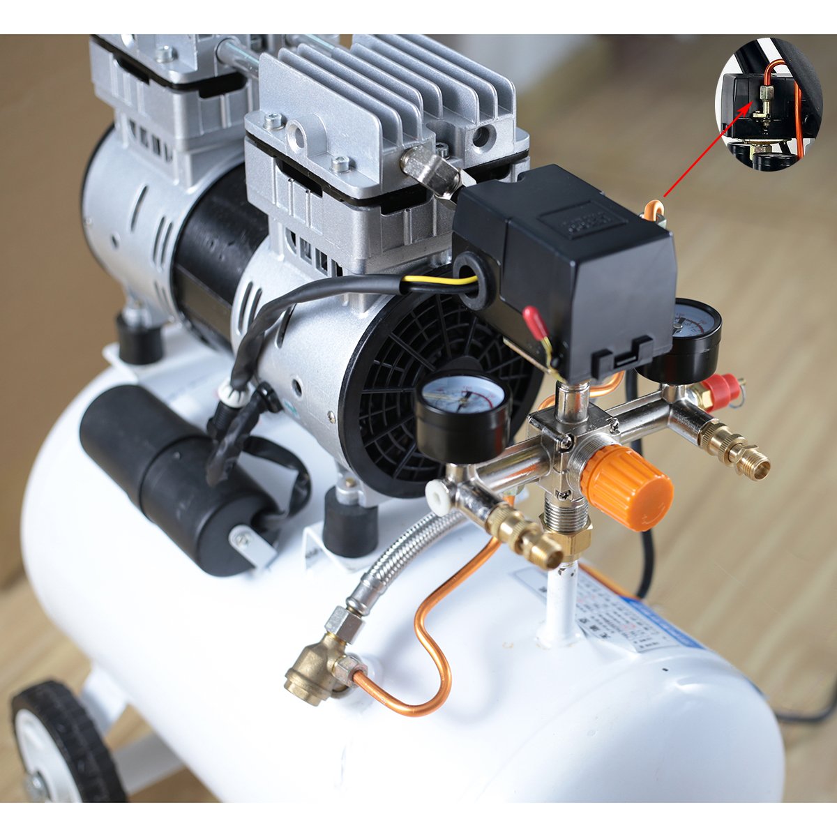 Secbolt Pressure Switch Manifold Regulator Gauges Air Compressor Pressure Switch Control Valve 90-120PSI (Horizontal Switch)