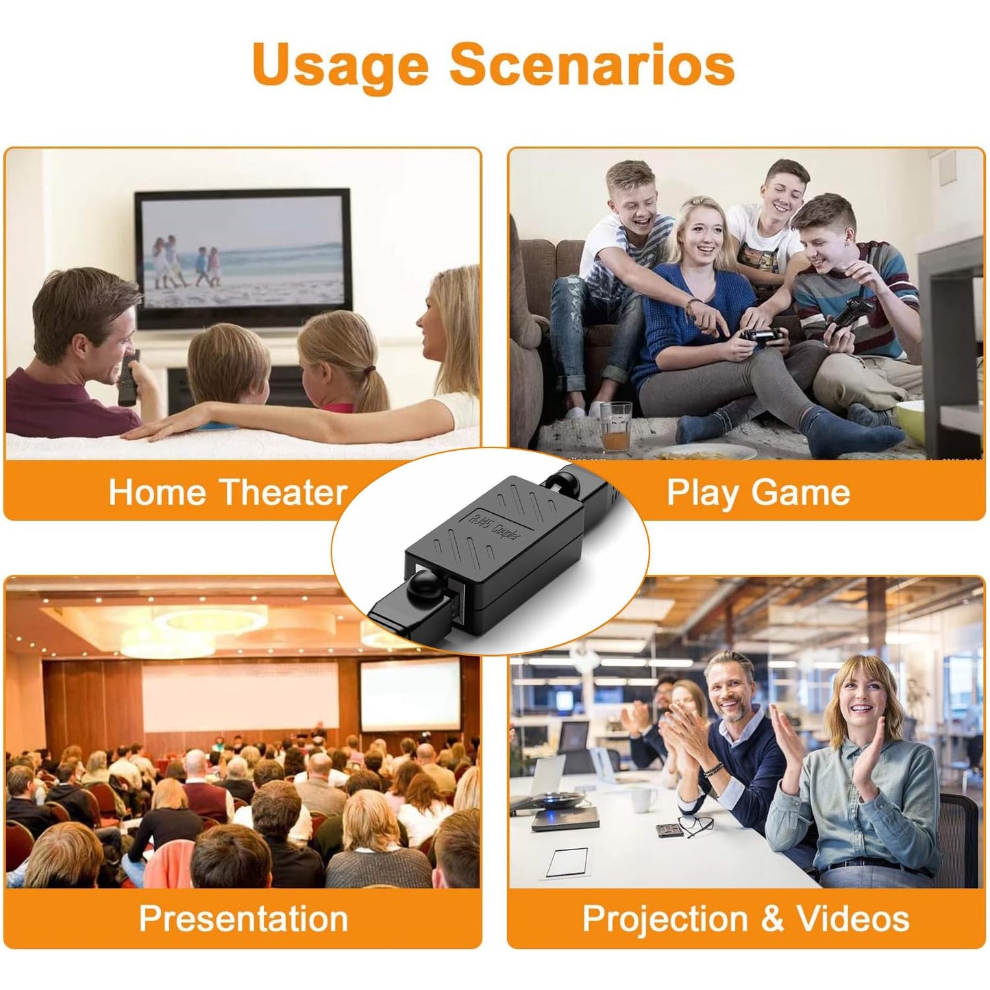 ZUZONG RJ45 Coupler Ethernet Coupler Inline Coupler for Cat8/ Cat7/ Cat6/ Cat5e/ Cat5 Ethernet Cable Extender Adapter for PC Router Modem PS5 Xbox Female to Female (6 Pack Black)