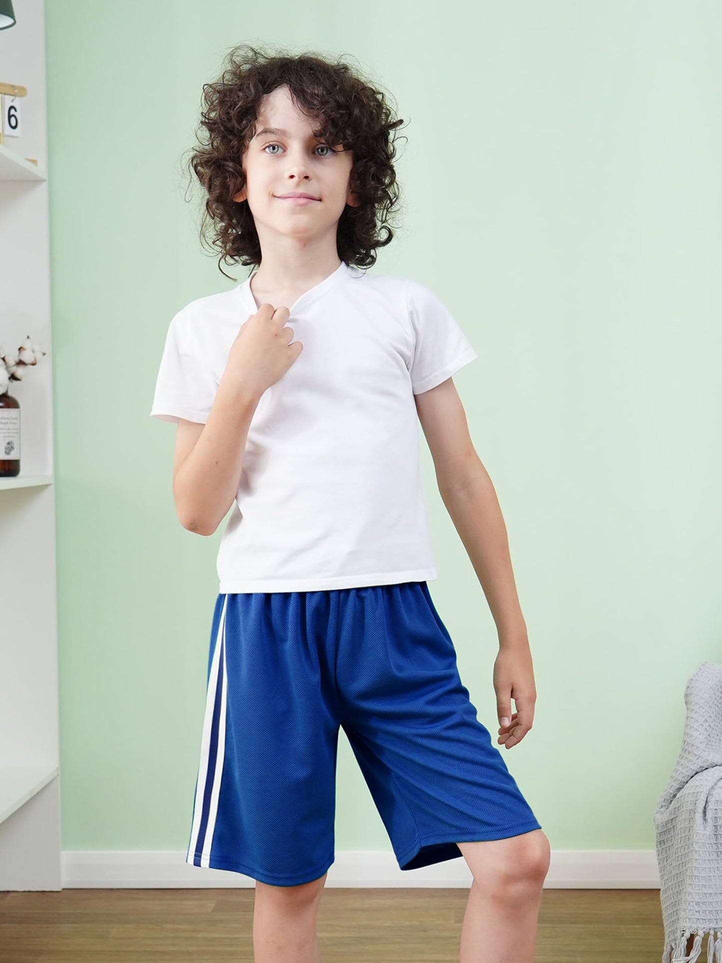 YERIOK 5 Pack Boys Shorts Boys Athletic Basketball Mesh Kids Soccer Gym Clothes Quick Dry Active Sports Shorts Black, Navy Blue, Mixed Color A 12-14Y