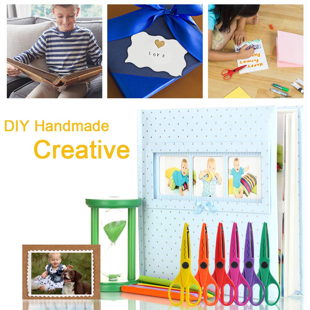 UCEC Craft Scissors - Decorative Edge, 6 Pack Extended Pattern Scissors with Different Designs, Fun for Kids, Teachers, Crafts, Scrapbooking, DIY Photos, Album