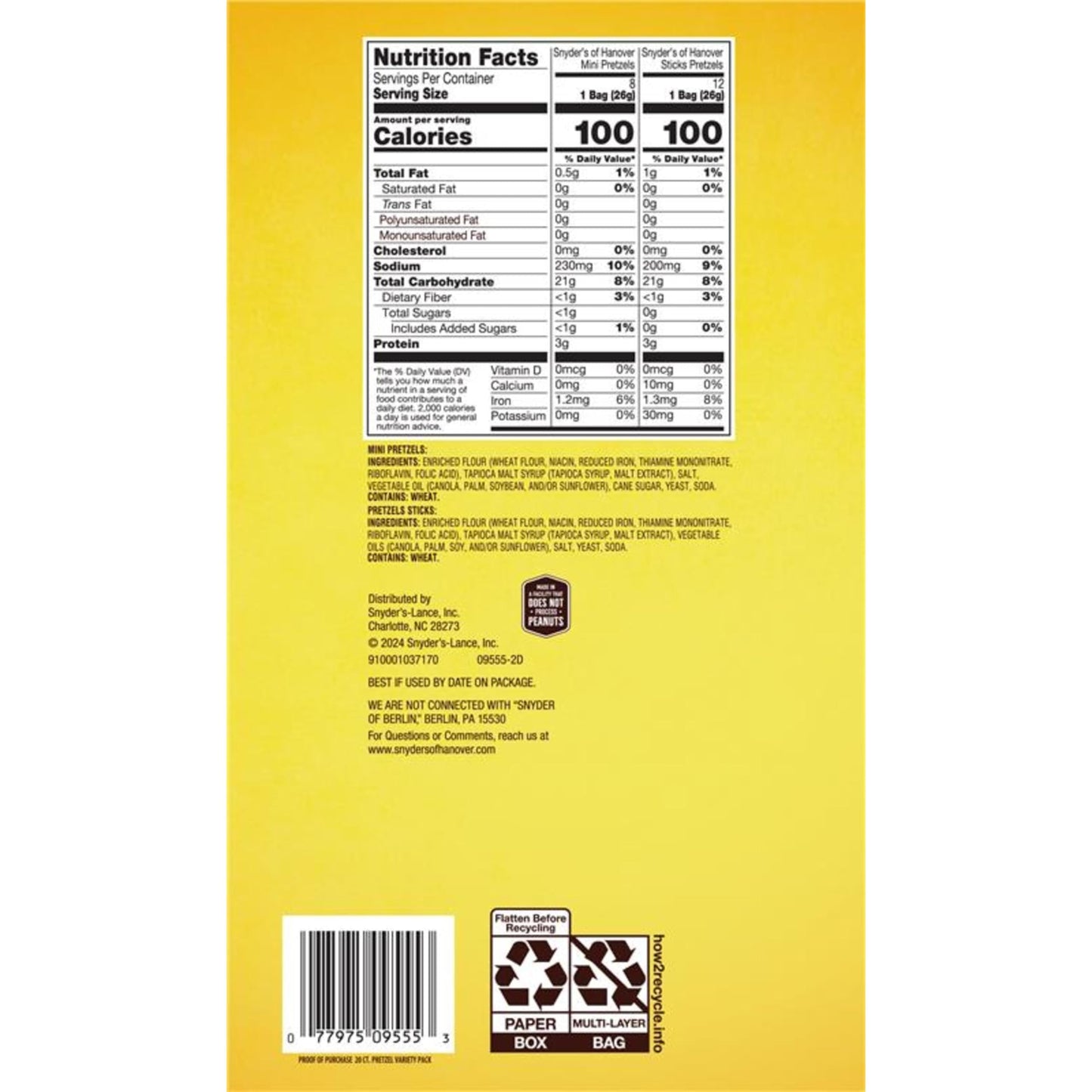 Snyder's of Hanover Variety Pack Pretzels, 20 Count 0.92 Oz