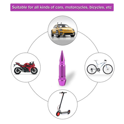 SINGARO 60mm Spiked Valve Caps, Aluminum Alloy Dustproof and Waterproof Tire Valve Stem Caps, Suitable for Cars, Trucks and Motorcycles (4PCS Purple)