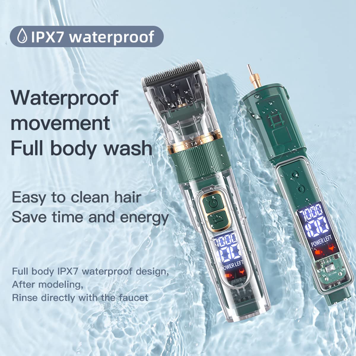 Dog Hair Clippers,Dog Grooming Clippers Kit with Led Display,Pet Clippers Grooming for Dogs Thick Coats,Low Noise Heavy Duty Pet Hair Shaver Trimmers (Green)