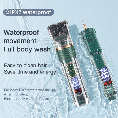 Dog Hair Clippers,Dog Grooming Clippers Kit with Led Display,Pet Clippers Grooming for Dogs Thick Coats,Low Noise Heavy Duty Pet Hair Shaver Trimmers (Green)