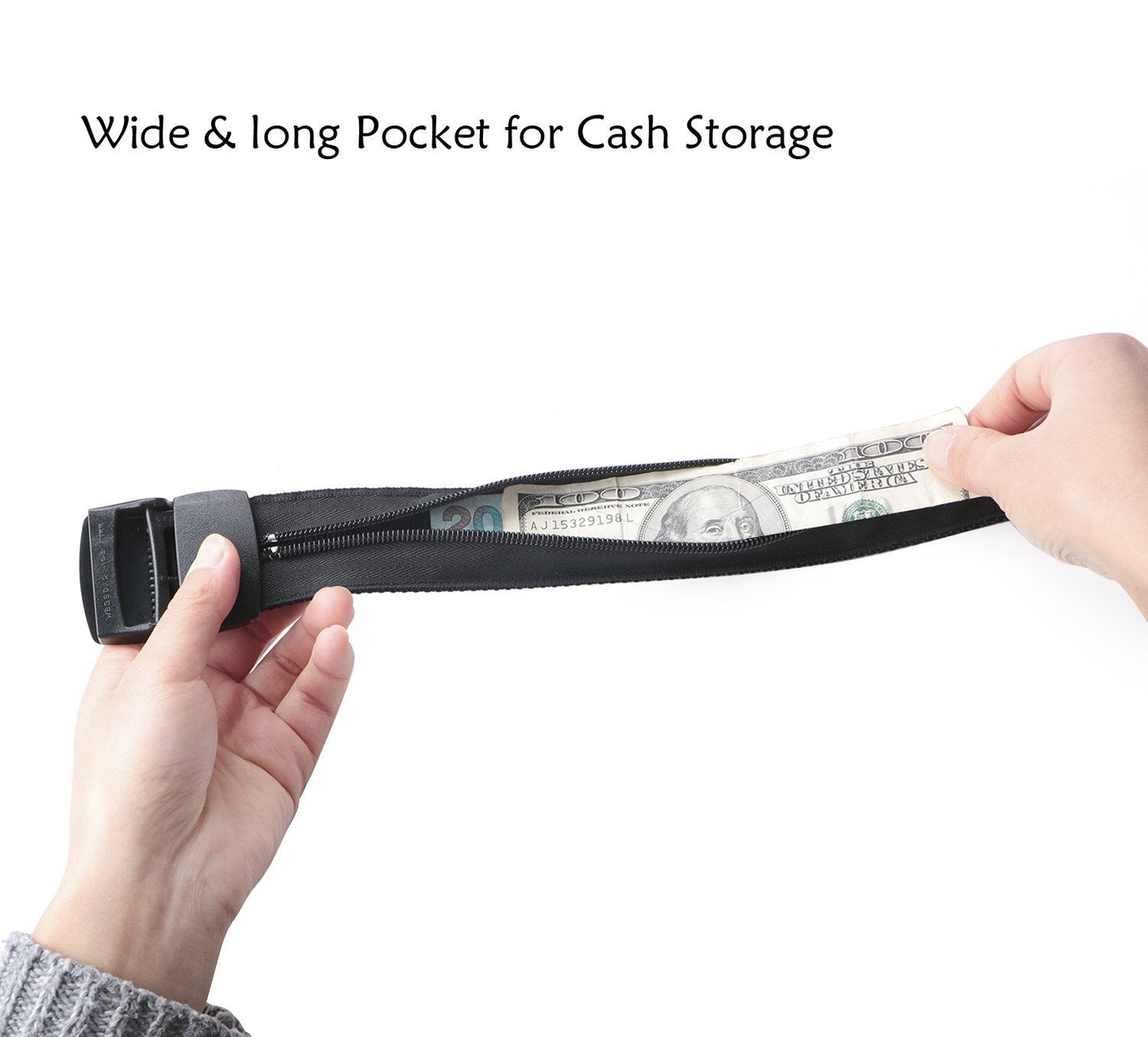 SUOSDEY Travel Money Belt, Nylon Hidden Money Pocket Belt with Plastic Buckle