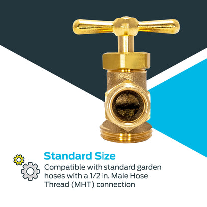 Eastman Irrigation Hose Bibb, 1/2 Inch MIP x 1/2 Inch MHT Outdoor Spigot, Brass Garden Valve, 20181