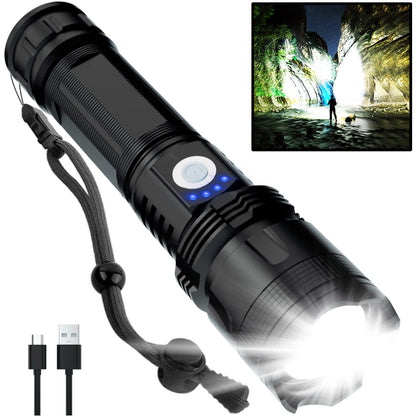 Rechargeable Flashlights High Lumens, 90000 Lumens Super Bright LED Flash Light, 5 Modes, IPX6 Waterproof Handheld Flash Light for Home, Emergencies, Camping