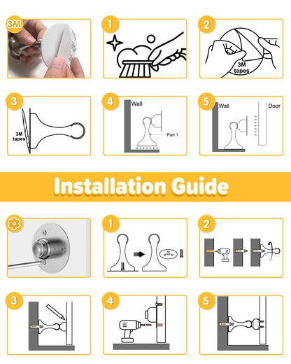 Door Stoppers Magnetic Door Catch - 2 Pack Stainless Steel Heavy Duty Door Holder Stops for Bottom Top of Door - Wall Floor Mounting No Drill 3M Adhesive & Screws Strong Magnet Keep Door Open(Silver)