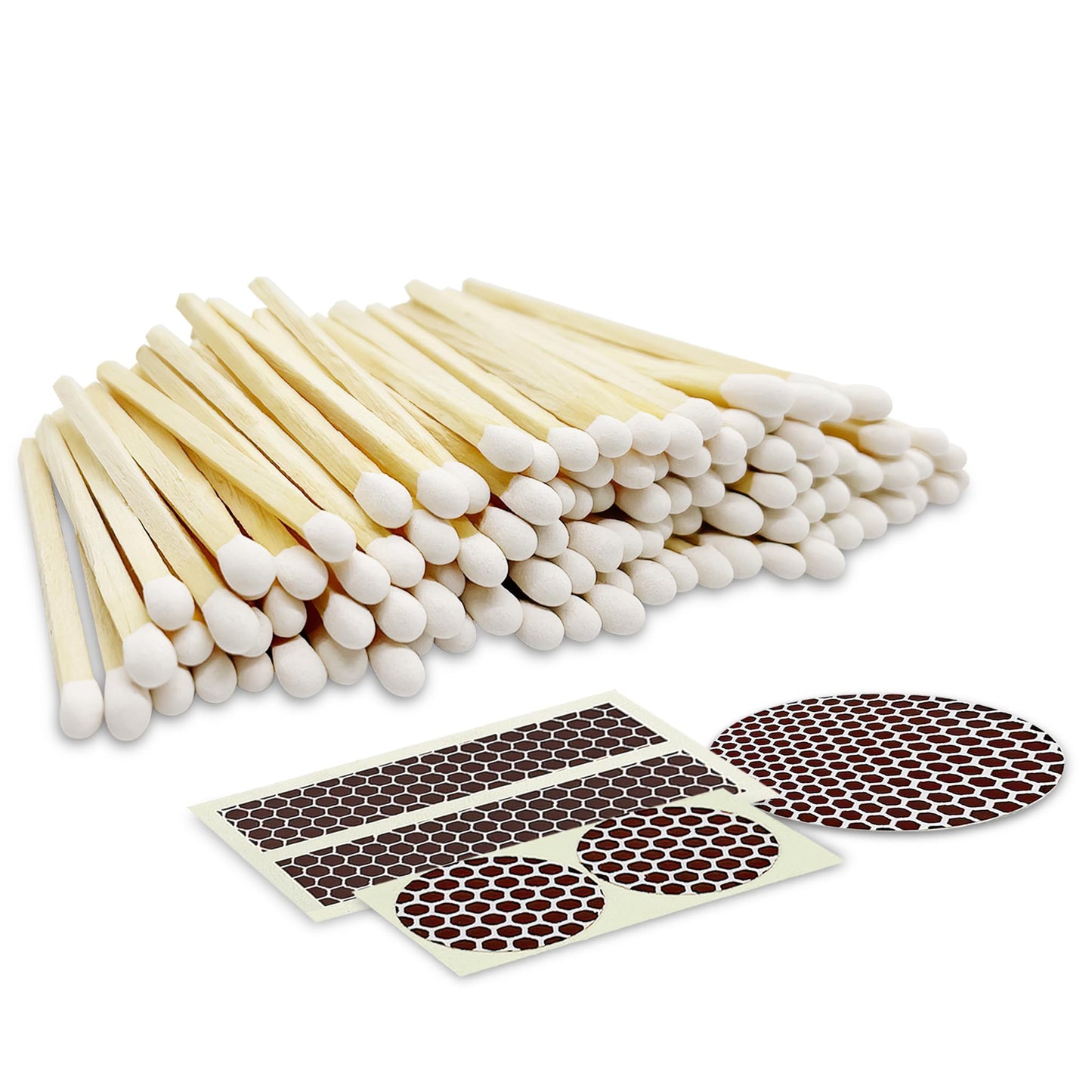 2" Classic White Tip Safety Matches | 100+ Bulk Artisan Matchsticks with Bumble Striker Stickers by Thankful Greetings| Decorative Candle Accessories | Unique & Fun for Your Home Decor, Gift, & Events