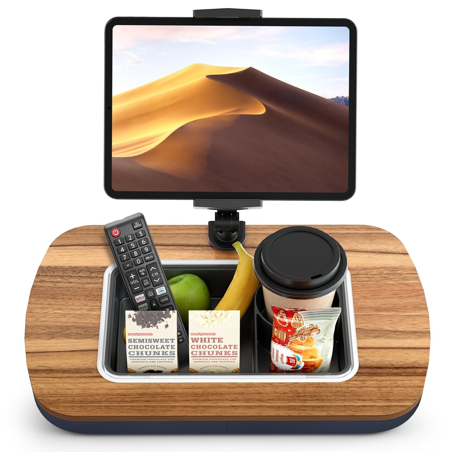 ERGONOV Lap Beanbag Tablet Pillow Stand,Adjustable iPad Holder with Snack Bowl,360° Rotating Clip for 4.7-13" Kindle,Phone,Tablet.Ideal for Hands-Free Reading and Relaxation on Bed,Couch,Recliner,Gray