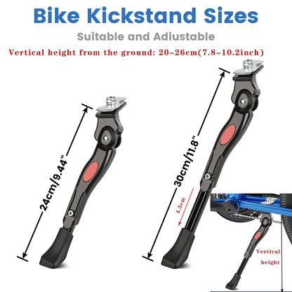 VECKUSON Kickstand for Kids Bike, Bicycle Kickstands Center Mount for 16 18 20 Inch Bicycles Adjustable Aluminum Alloy Kickstands for 16 18 20 inch Mountain Bike,Height for 20-26cm