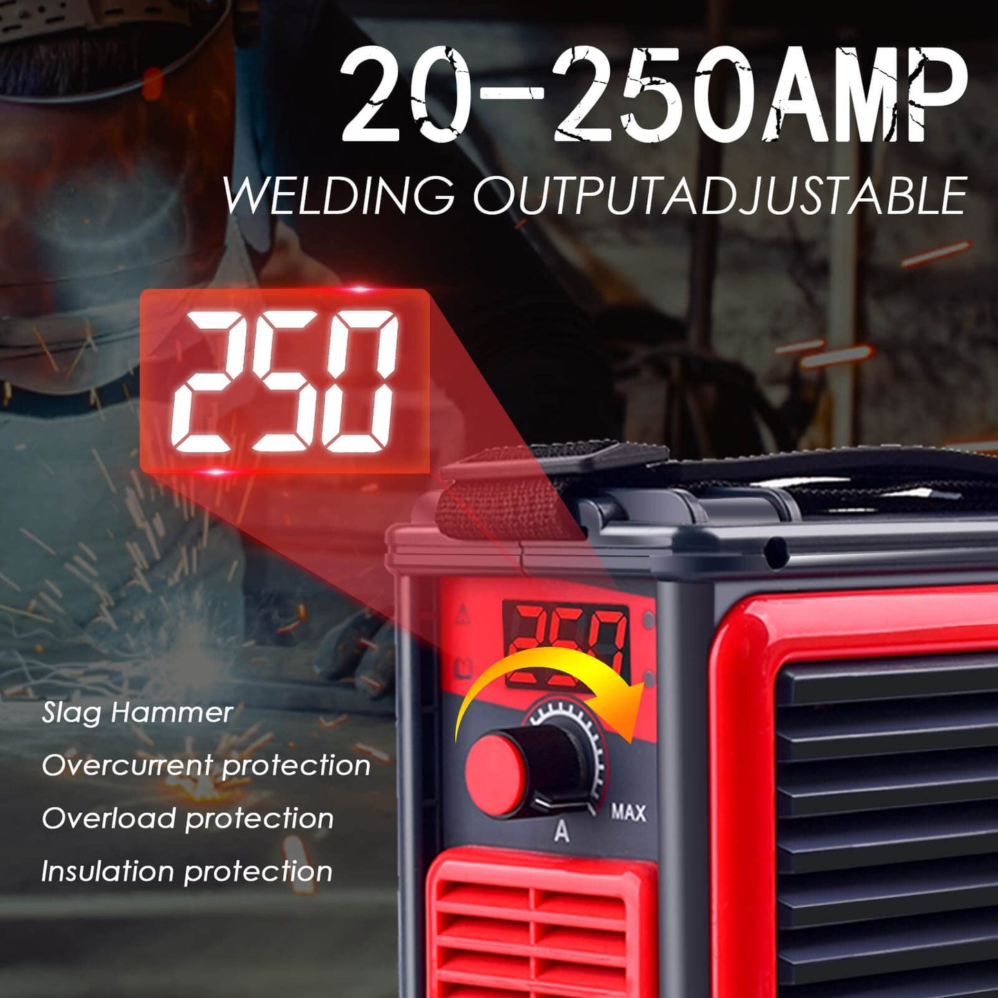 Welding Machine, Upgraded MMA-250A 110V Welder Machine,Portable Stick Welder IGBT Digital Display LCD,Home DIY Arc Welder,Hot Start Arc Force Anti-stick Mini Welder