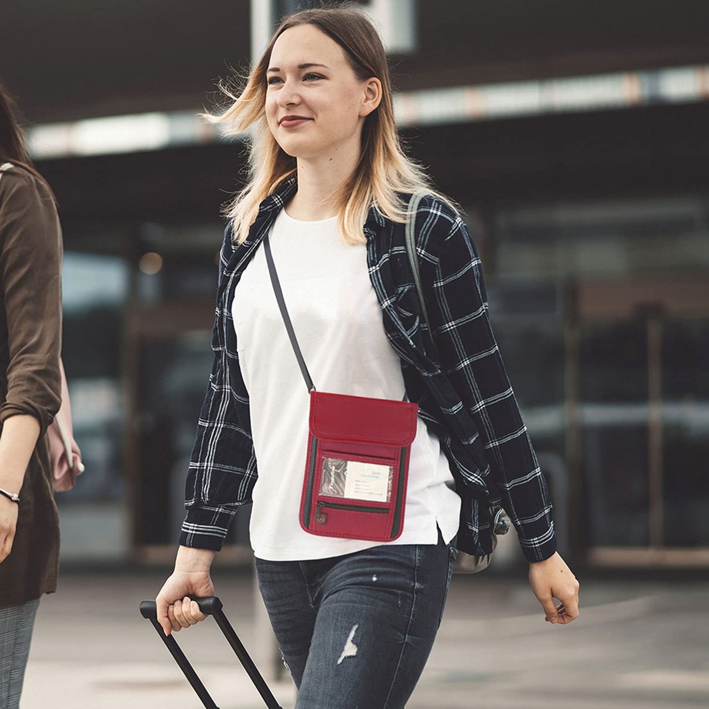 RFID Blocking Passport Holder Wallet with Neck Stash Pouch for Traveling Security Credit ID Card