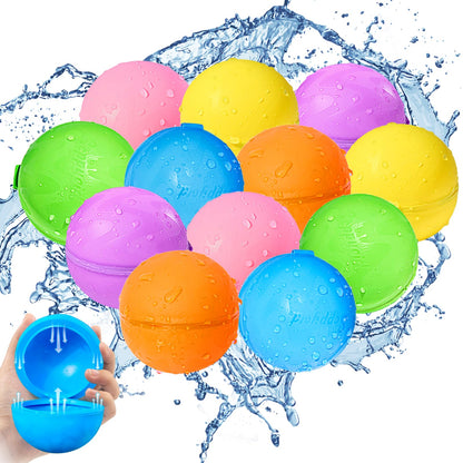 SOPPYCID 12PCS Reusable Water Balloons - Quick Fill Water Balls Toys For Toddler Age 4-8 - Refillable Magnetic Self-Sealing Water Splash Bomb For Summer Party Pool Outdoor Beach Toys for kids Age 8-12