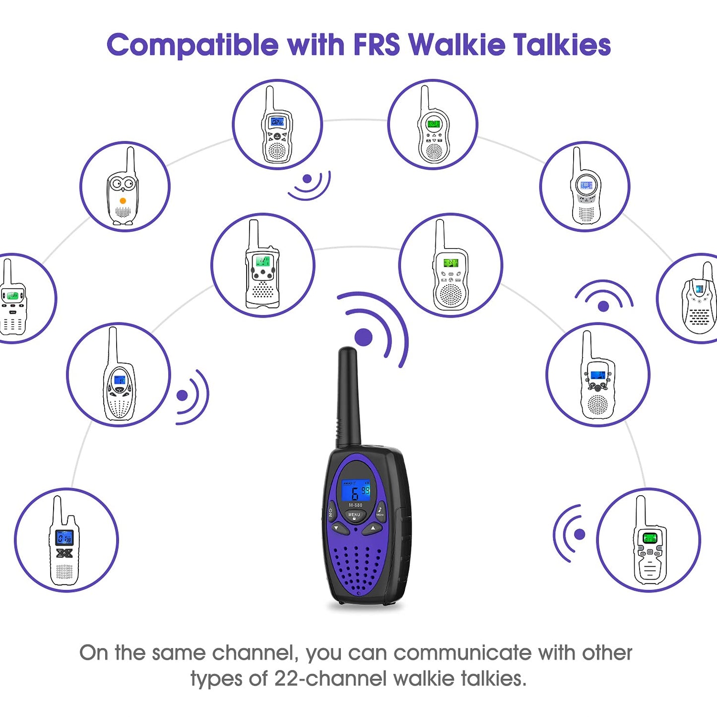 Topsung M880 Walkie Talkies for Adults Toys for Kids (Violet 2 Pack)