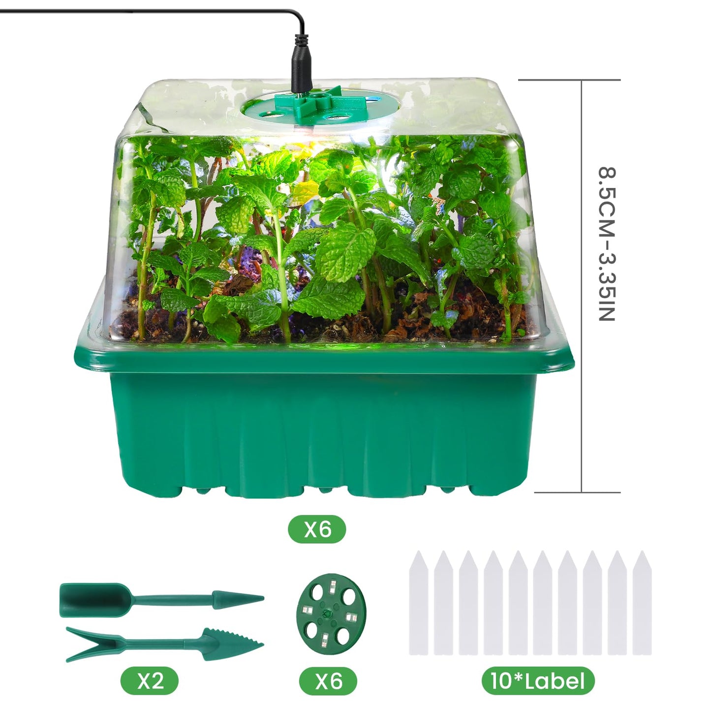 Seed Starter Trays with Grow Lights, 72 Cells Seed Starter Kit with Lights, 3 Lighting Mode, 4 Timing Set, Germination Kit for Seed Starting Trays, Seedling Starter with High Humidity Control Domes