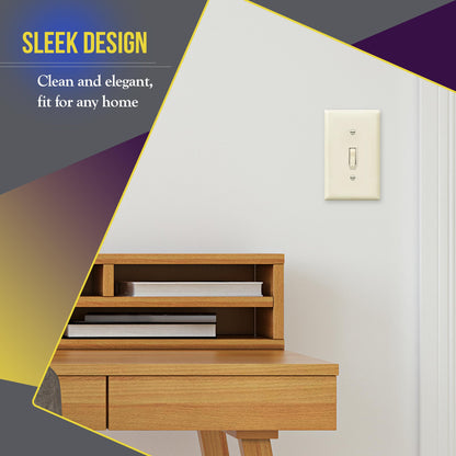 ENERLITES Toggle Switch Wall Plate, Gloss Finish, Size 1-Gang 4.50" x 2.76", Unbreakable Polycarbonate Thermoplastic, 8811-LA, Light Almond, Standard