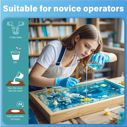 Vivresina Epoxy Resin Kit 32 OZ Clear Epoxica Resina Food Safe No Yellowing for Casting Coating Art DIY Craft Jewelry Wood Table Flower