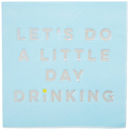 X&O Paper Goods TW4-22027 Let's Do A Little Day Drinking Paper Cocktail Napkins, 5'' x 5'', Blue, 20pcs