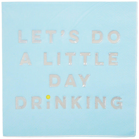 X&O Paper Goods TW4-22027 Let's Do A Little Day Drinking Paper Cocktail Napkins, 5'' x 5'', Blue, 20pcs