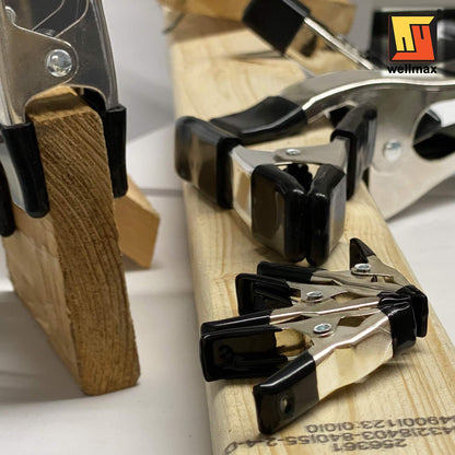 Wellmax 16PC Nickel-Plated Metal Spring Clamps Set - Heavy Duty Clips for Woodworking, Photography Backdrops, and More - Includes 8pc 2 Inch, 4pc 4 Inch, and 4pc 6 Inch Clamps