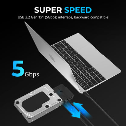SABRENT USB Type-C to SSD/SATA/IDE 2.5/3.5/5.25-INCH Hard Drive Converter with UL Power Supply & LED Activity Lights [10TB Support] (USB-DS12)