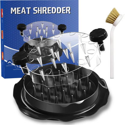 Chicken Shredder Tool Twist Large with Brush,Visible Kitchen Meat Shredder Grinder Machine,Strong Anti-Slip Base,Ergonomic Handle,BPA Free,Suitable for Pork Beef Chicken