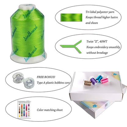 Simthread 120 Madeira Colors Polyester Machine Embroidery Thread Kit 550Y(500M) Similar to Madeira and Robinson-Anton Colors 40 Weight for Home Embroidery Sewing Machines