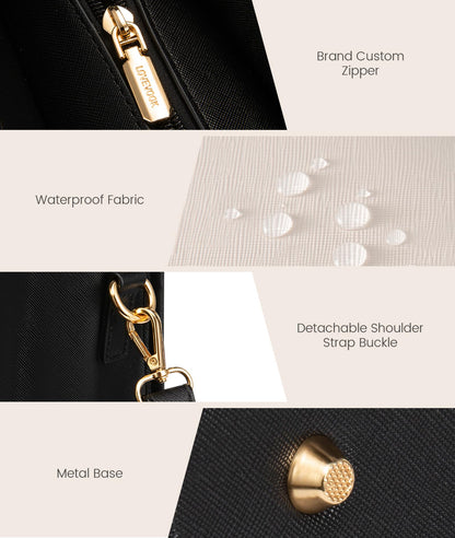 LOVEVOOK Laptop Bag for Women, 15.6'' Laptop Tote Purse 2-in-1 Professional Work Bag Business Briefcase with Clutch Purse, Waterproof Leather Computer Handbag for Teacher Office Travel