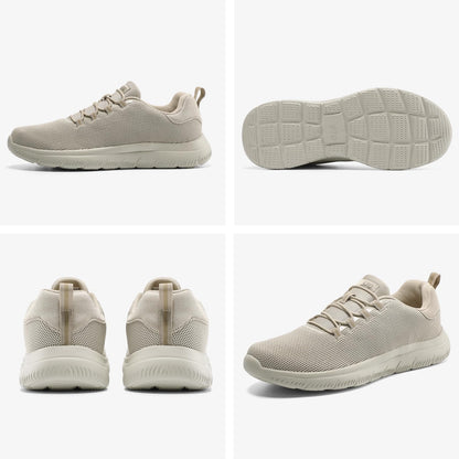 STQ Tennis Shoes for Women Athletic Cushioning Memory Foam Walking Shoes Slip on Mesh Sneakers Light Taupe US 8