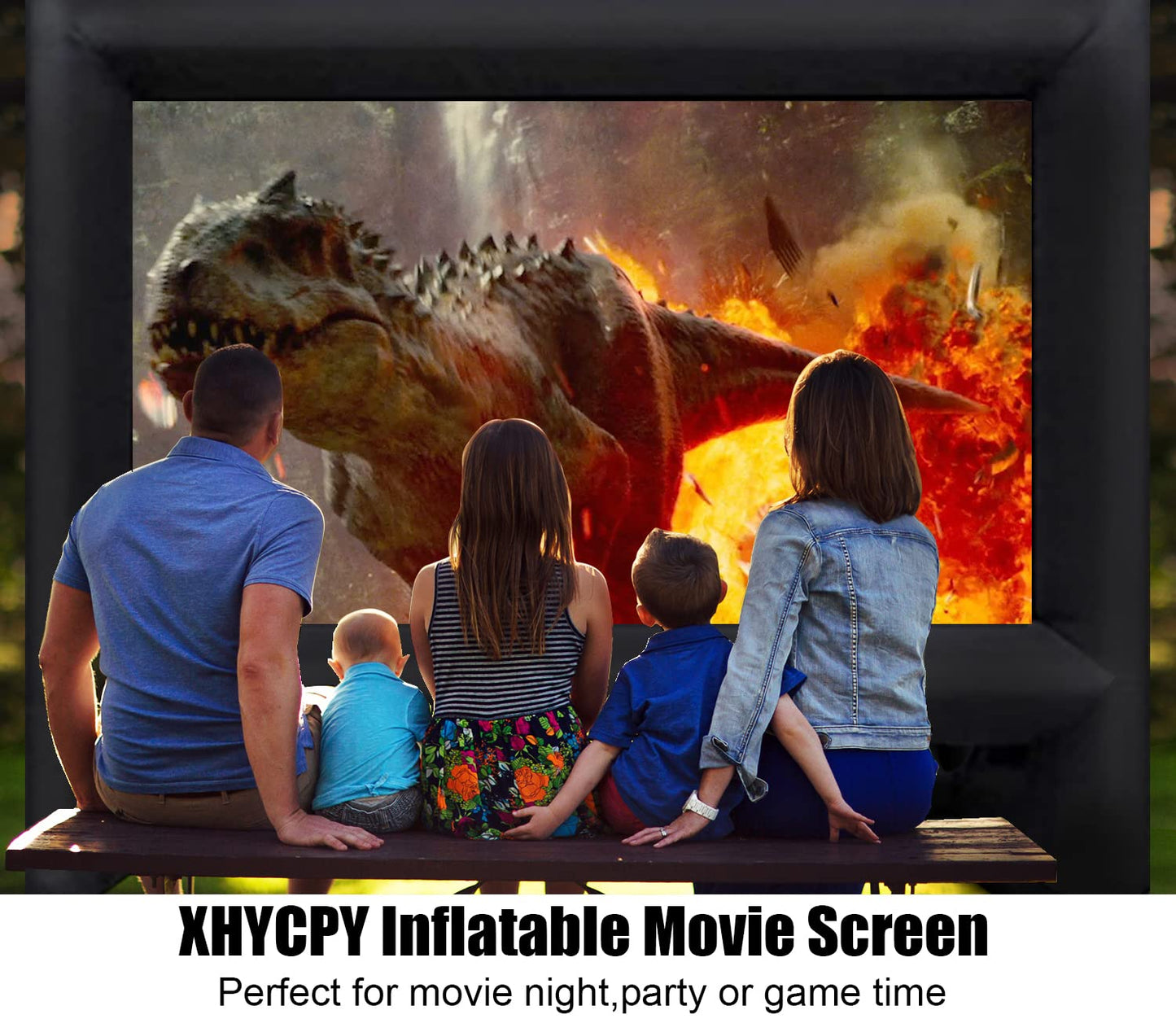 XHYCPY 16ft Inflatable Movie Screen Outdoor Projector Screen with Air Blower Storage Bag - Front/Rear Projection, Easy Set Up Blow Up Screen for Backyard Movie Night, Theme Parties, Celebrations