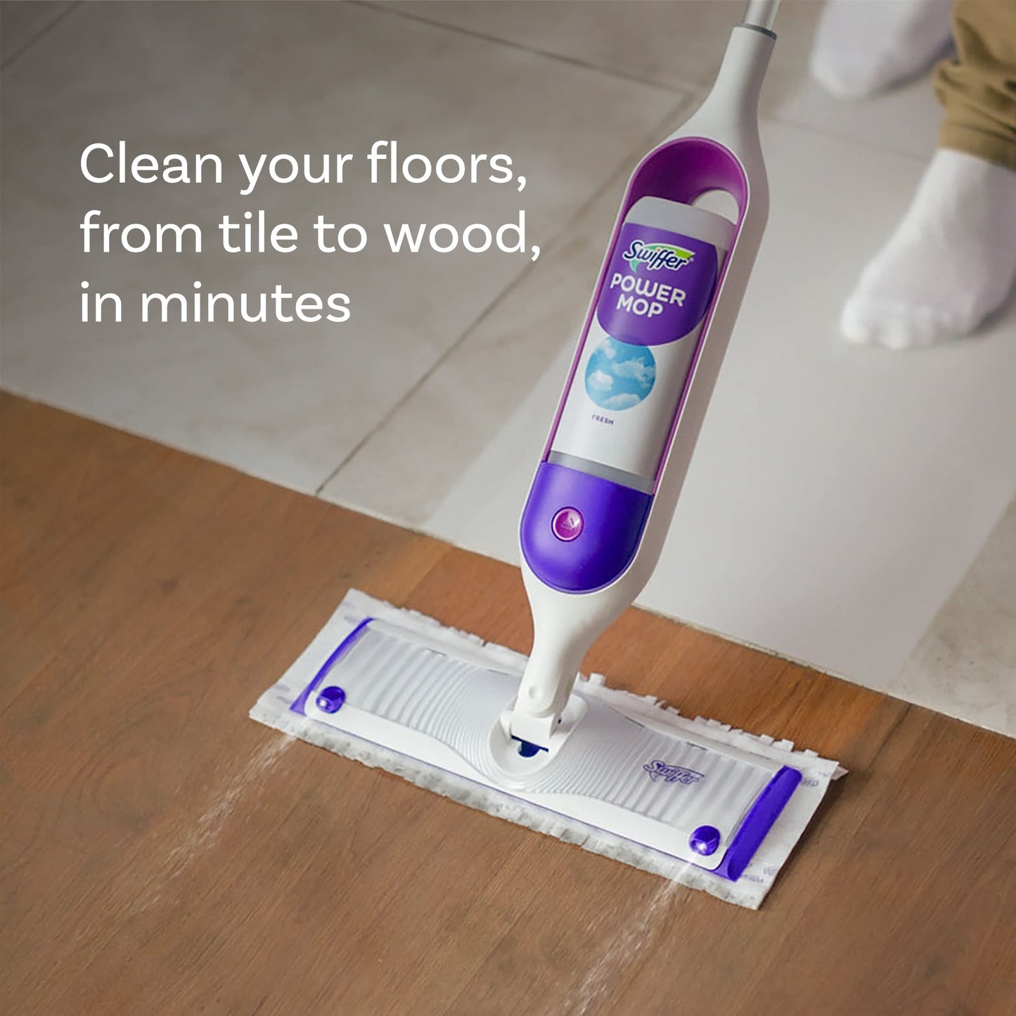 Swiffer Power Mop Refill Solution, Floor Cleaner for Mopping Tile, Vinyl, Laminate, Wood in Home, Bathroom, Kitchen, All Purpose Multi-Surface Solution for Floor Cleaning, Lavender Scent, 50.6oz